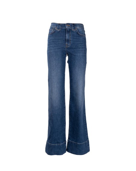 Shop SEVEN  Jeans: Seven jeans a zampa western "Dojo Wayne".
Vita Alta.
Flare.
Lavaggio: blu scuro.
Composizione: 99% cotone, 1% elastane.
Made in Turkey.. MODERN JSUS7670WY-DARK BLUE